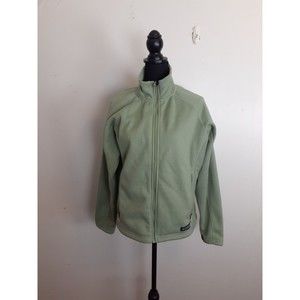 REI Muir Woods Zip In Jacket Women L Green Polartec Full Zip Ribbed Fleece